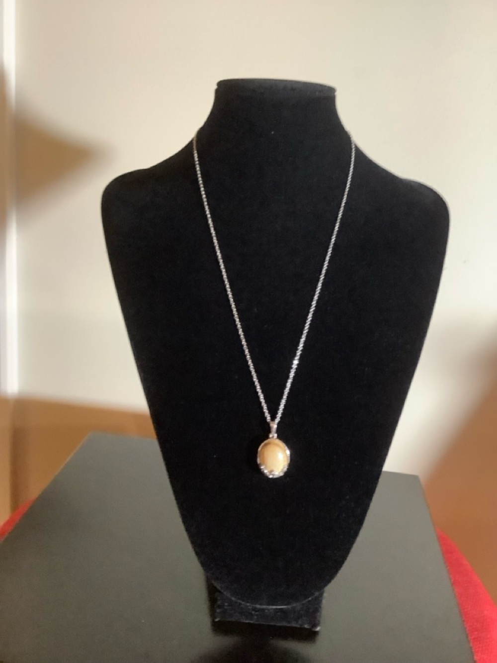 Surgical Stainless Steel Necklace 20 inches with Picture Jasper Oval Pendant -